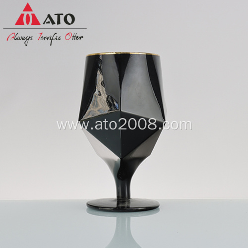 Tabletop Red wine Glass with gold rim glass